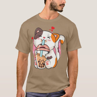 Anime Kawaii Boba Cat Bubble Tea Cat Boba Tea Cat  T-Shirt
