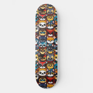 Anime Kawaii Chibi Cute Superhero Cats Skateboard