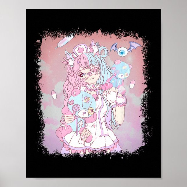 Anime Kawaii Girl Aesthetic Pastel Soft Waifu Japa Poster (Front)