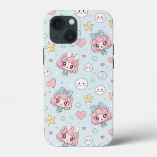 Anime Kawaii in Pastel Colors with Hearts and Star iPhone 13 Mini Case