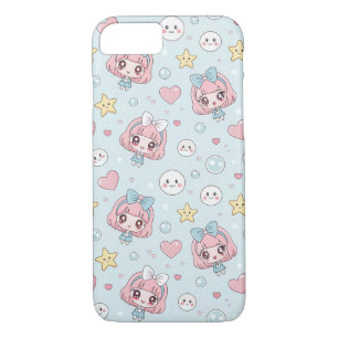 Anime Kawaii in Pastel Colors with Hearts and Star iPhone 8/7 Case