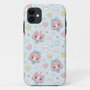 Anime Kawaii in Pastel Colors with Hearts and Star iPhone 11 Case