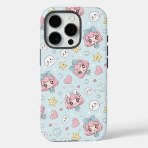 Anime Kawaii in Pastel Colors with Hearts and Star iPhone 16 Pro Case