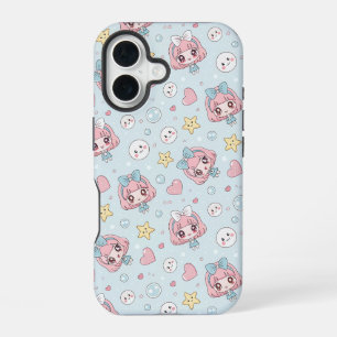 Anime Kawaii in Pastel Colors with Hearts and Star iPhone 16 Case