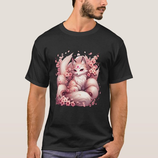 Anime Kawaii Kitsune Fox Japanese Nine Tailed Magi T-Shirt (Front)