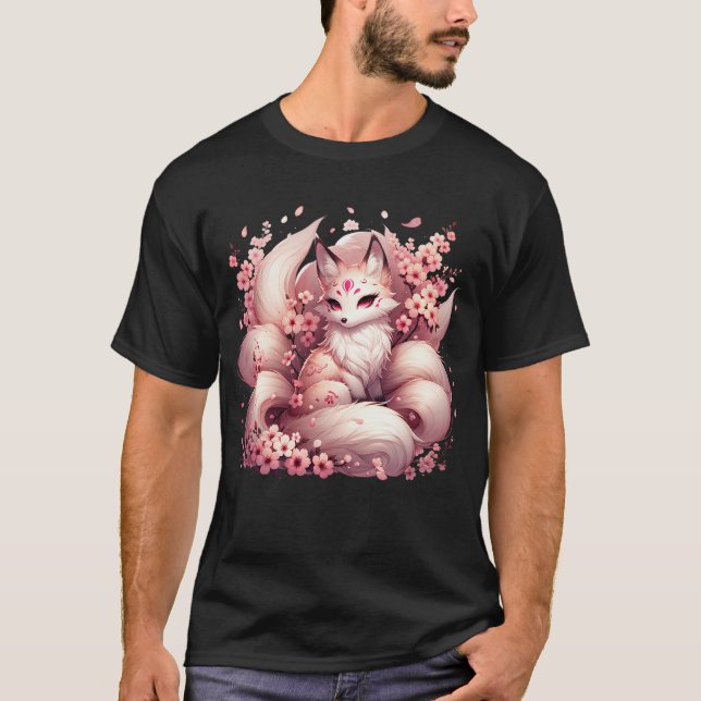 Anime Kawaii Kitsune Fox Japanese Nine Tailed T-Shirt (Front)