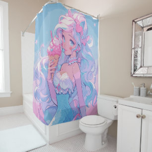 Anime Kawaii Mermaid Shower Curtain