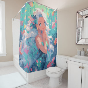 Anime Kawaii Mermaid Shower Curtain
