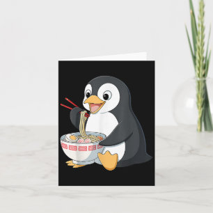 Anime Kawaii Penguin Eating Ramen Noodle Gifts Men Card