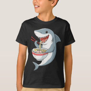 Anime Kawaii Shark Eating Ramen Noodle Gifts Men W T-Shirt