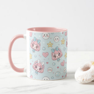 Anime Kawaii with Hearts and Stars Mug