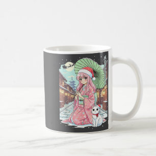 Anime Kimono Girl Christmas Japan Cat Xmas Japan A Coffee Mug