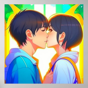 Anime Kiss   Boy and Girl in Love Poster