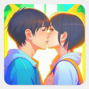 Anime Kiss   New Love Square Sticker