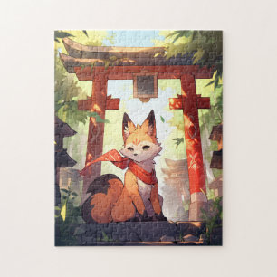 Anime Kitsune Cute Fox Fantasy Art Jigsaw Puzzle