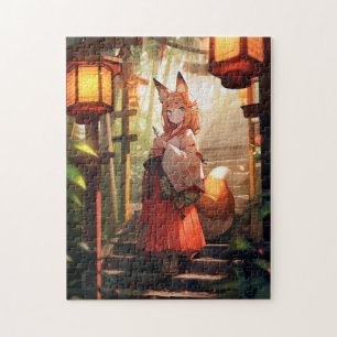 Anime Kitsune Girl Cute Fox Fantasy Art Jigsaw Puzzle