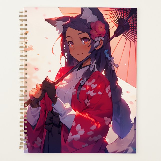 Anime Kitsune Girl Cute Fox Fantasy Art Planner (Front)