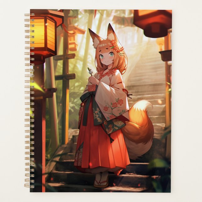 Anime Kitsune Girl Cute Fox Fantasy Art Planner (Front)