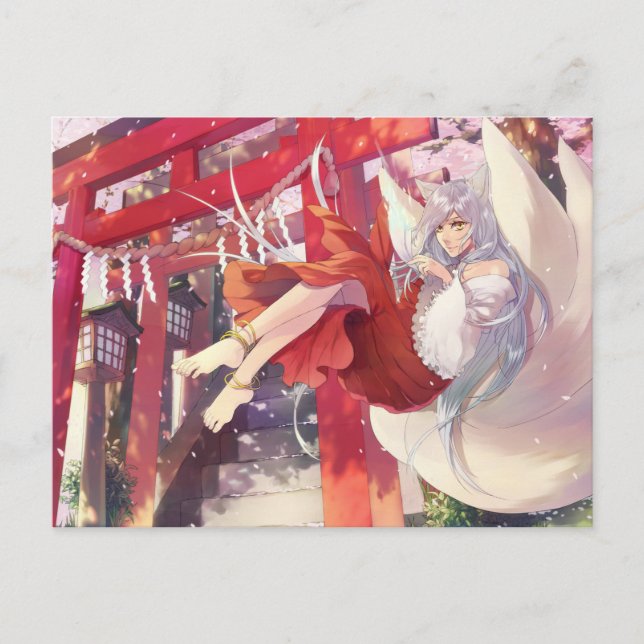 Anime Kitsune Girl Postcard (Front)