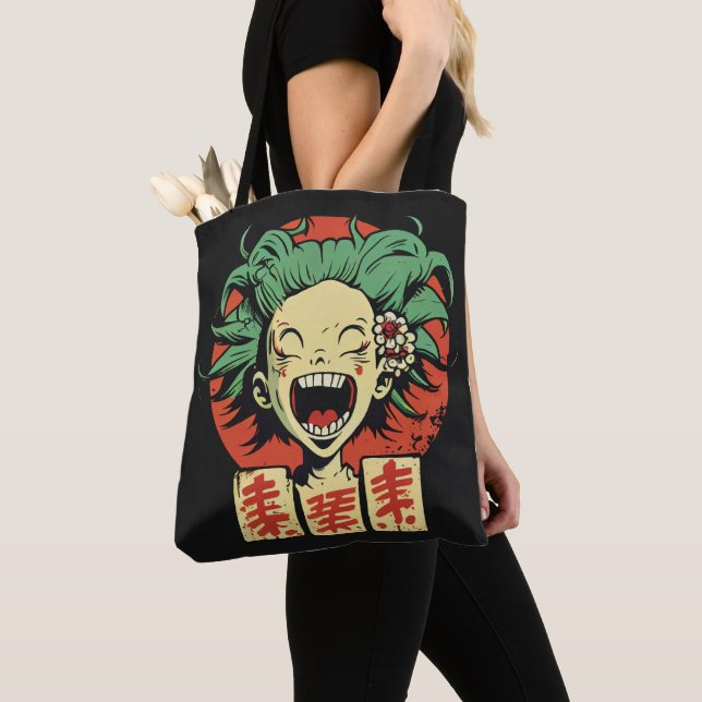 Anime laughing tote bag (Close Up)