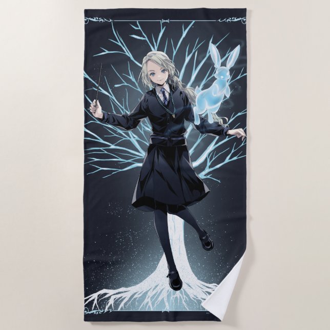 Anime Luna Lovegood's Rabbit Patronus Beach Towel (Front)