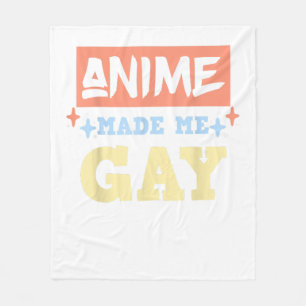 Anime Made Me Gay Funny Anime Meme LBGTQ Gay Pride Fleece Blanket