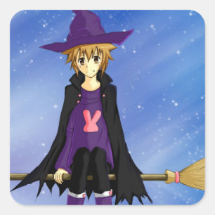 Anime manga boy with purple hat and cape sticker