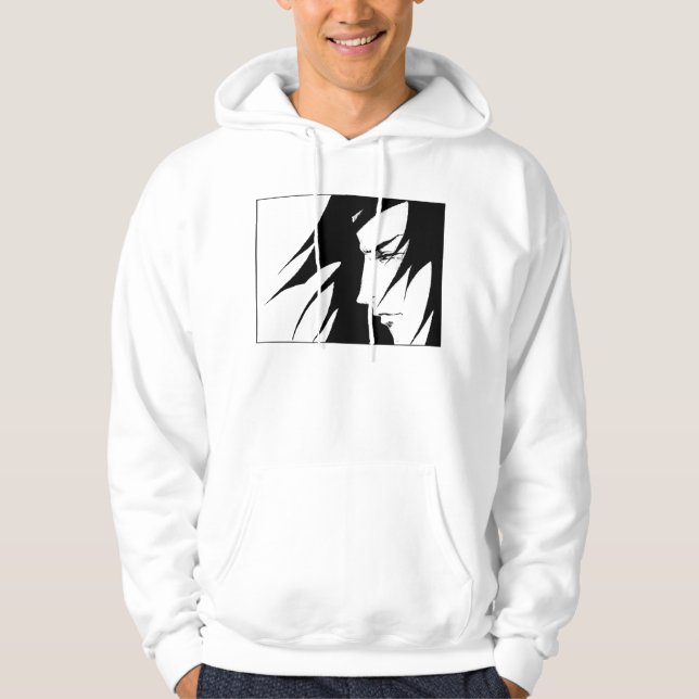Anime Manga Character Black And White Hoodie (Front)