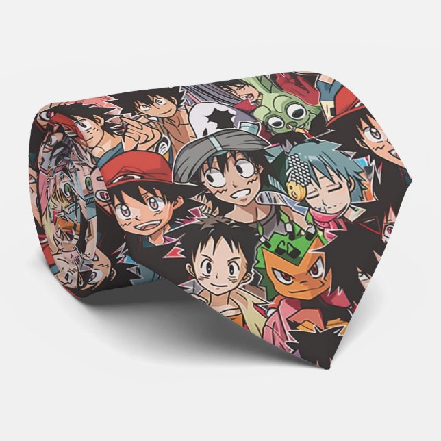 Anime Manga Charcters Collage Tie (Rolled)