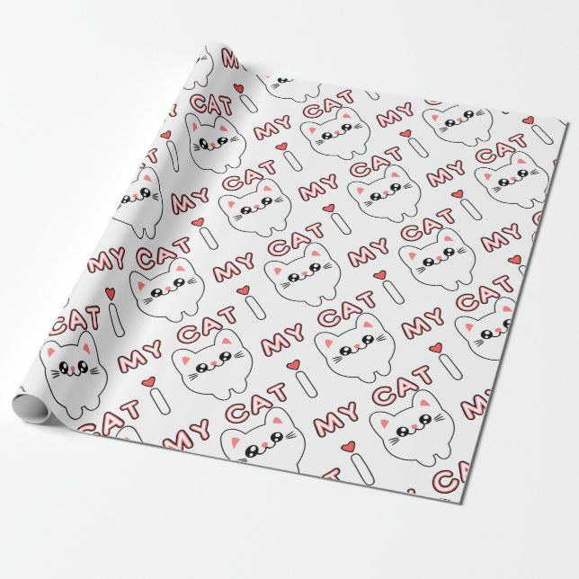 Anime Manga Chibi Japanese style cat baby cat Wrapping Paper (Unrolled)
