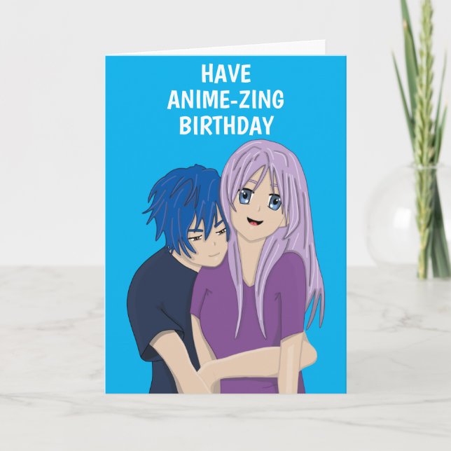 Anime Manga Couple Birthday Card (Front)