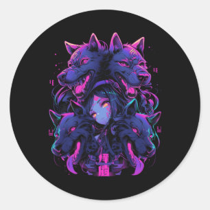 Anime Manga Cyberpunk Aesthetic Techwear Harajuku  Classic Round Sticker