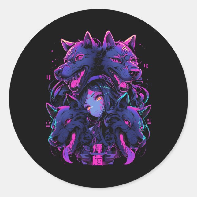 Anime Manga Cyberpunk Aesthetic Techwear Harajuku  Classic Round Sticker (Front)