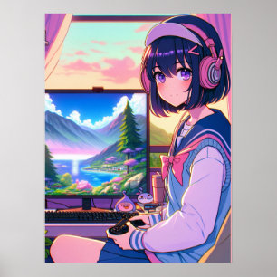 Anime Manga Gamer Girl Wall Art