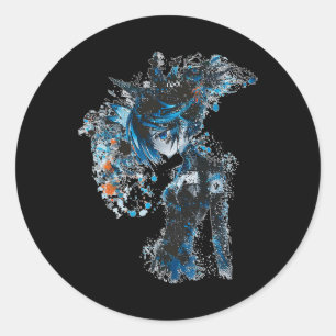 Anime Manga Graphic Blue-eyes Illustration Anime Classic Round Sticker