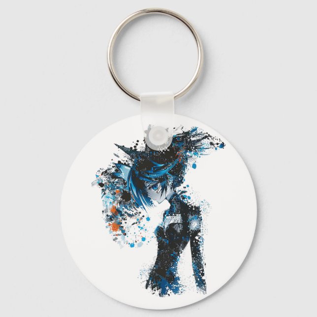 Anime Manga Graphic Blue-eyes Illustration Anime  Key Ring (Front)