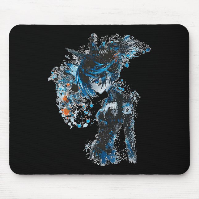 Anime Manga Graphic Blue-eyes Illustration Anime  Mouse Mat (Front)