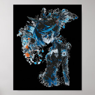 Anime Manga Graphic Blue-eyes Illustration Anime  Poster
