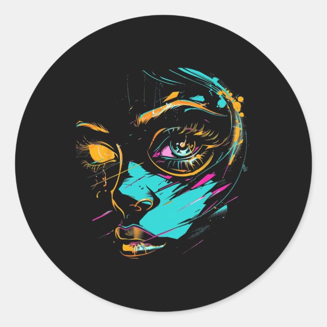 Anime Manga Graphic Illustration Anime 1  Classic Round Sticker (Front)