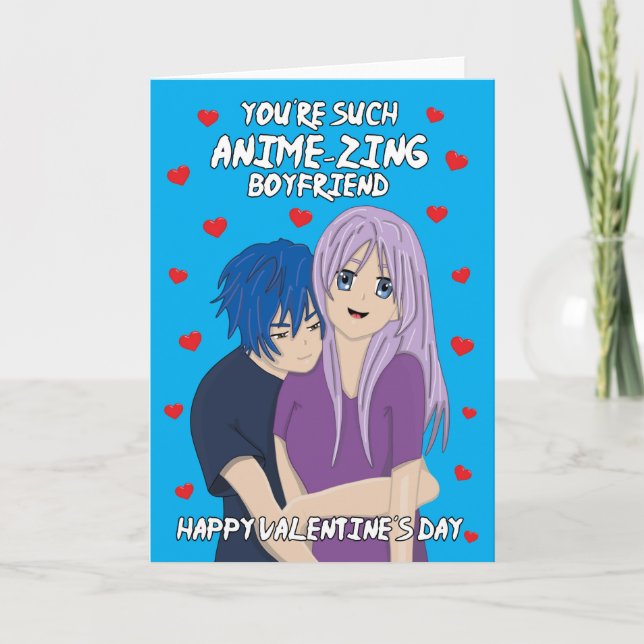 Anime Manga " Happy Valentines Day" Holiday Card (Front)
