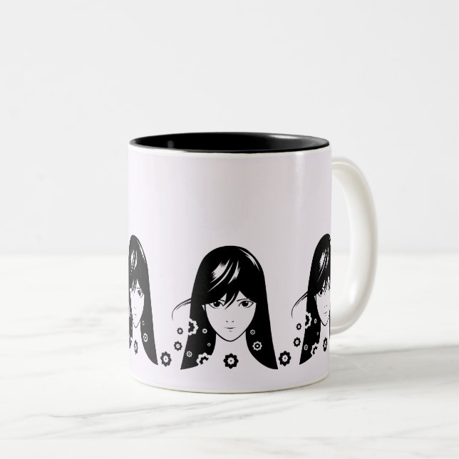 Anime & Manga Lovers Beautiful Girl Two-Tone Coffee Mug (Front Right)