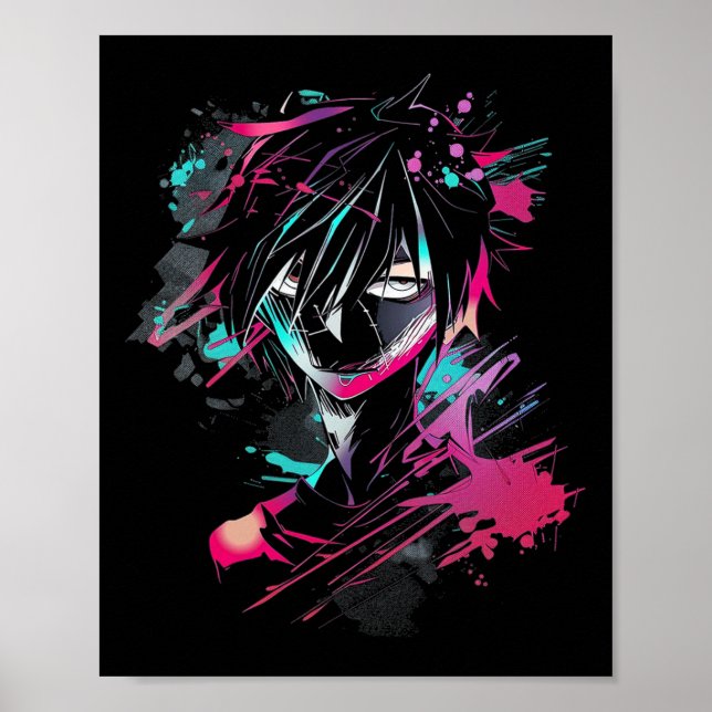 Anime Manga Motif Abstract Illustration Anime  Poster (Front)