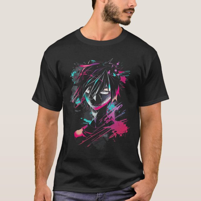 Anime Manga Motif Abstract Illustration Anime  T-Shirt (Front)