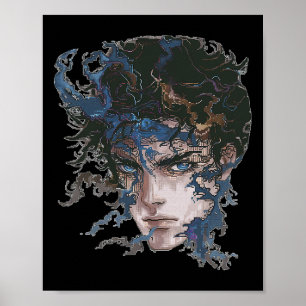 Anime Manga Motif Blue-eyes Art Anime Poster