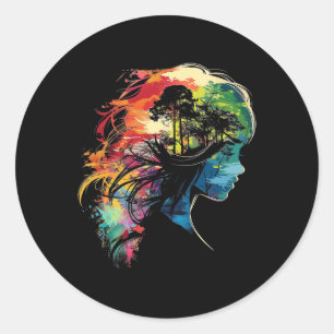 Anime Manga Motif Colourful Illustration Anime Classic Round Sticker