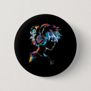 Anime Manga Motif Headphone Illustration Anime 6 Cm Round Badge