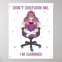 Anime Manga Pink Purple Gamer Girl 