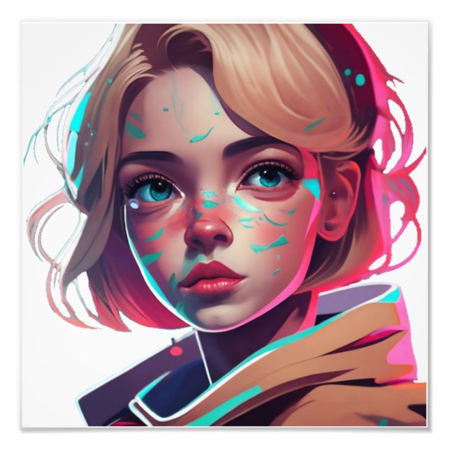 Anime manga pop art lovers face characters cartoon photo print (Front)