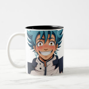 Anime manga pop art lovers face laughs characters  Two-Tone coffee mug
