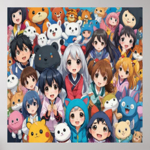 Anime manga pop art lovers pop lovers cartoon  poster